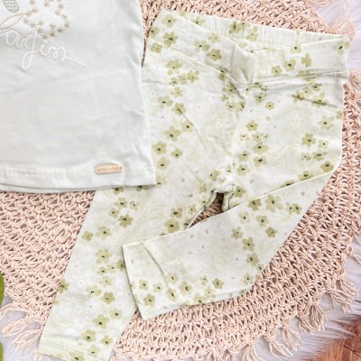 Conj. Blusa Jardim e Legging Florzinhas - Verde